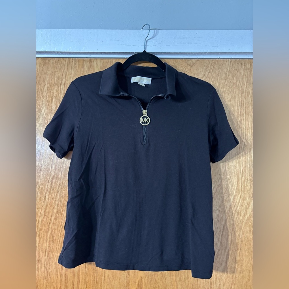 Michael Kors Black Zip-Up with Gold Logo